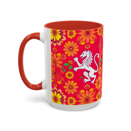 Accent Coffee Mug, Leo, Zodiac v4, Flower Pattern, (11, 15oz)