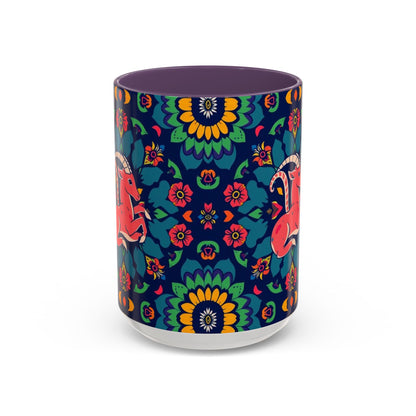 Accent Coffee Mug, Capricorn, Zodiac, Flower Pattern, (11, 15oz)