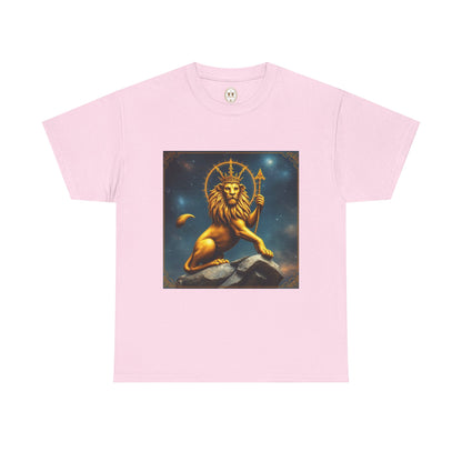 Unisex Heavy Cotton T-Shirt, King of Lions, Leo Zodiac Design