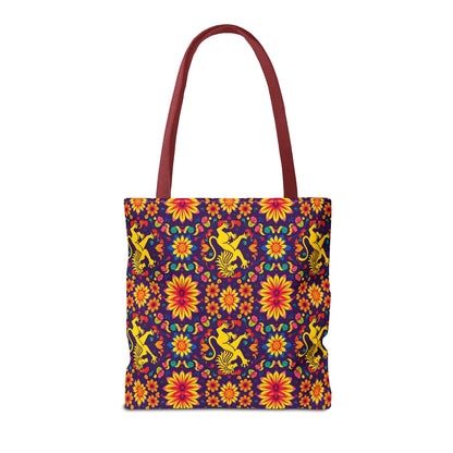 Tote Bag, (AOP), Leo, Zodiac v6, Flower Pattern