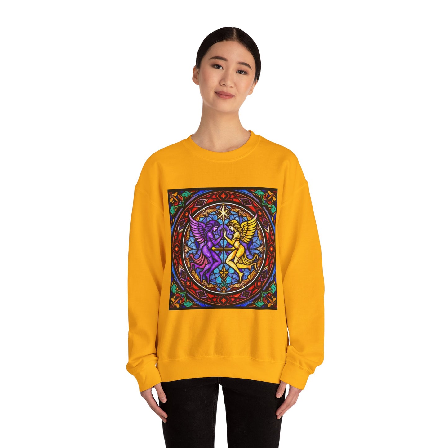 Unisex Heavy Blend™ Crewneck Sweatshirt, Glass, Gemini Zodiac Design