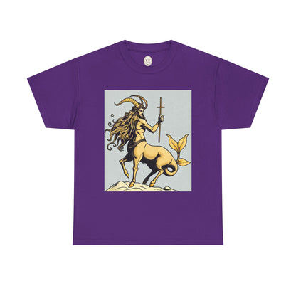 Unisex Heavy Cotton T-Shirt, Capricorn God v3, Zodiac Design