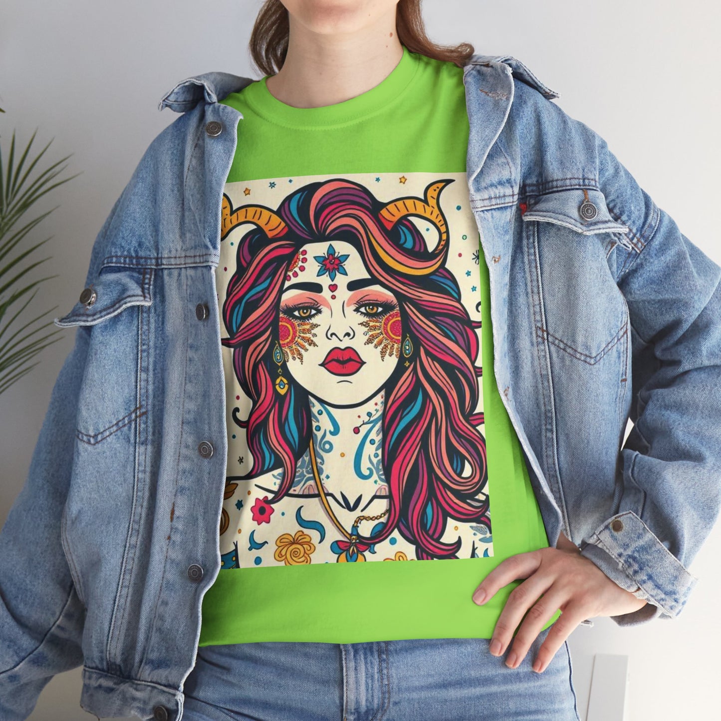 Unisex Heavy Cotton T-Shirt, Virgo, Zodiac v3, Sexy Art