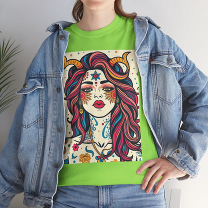 Unisex Heavy Cotton T-Shirt, Virgo, Zodiac v3, Sexy Art