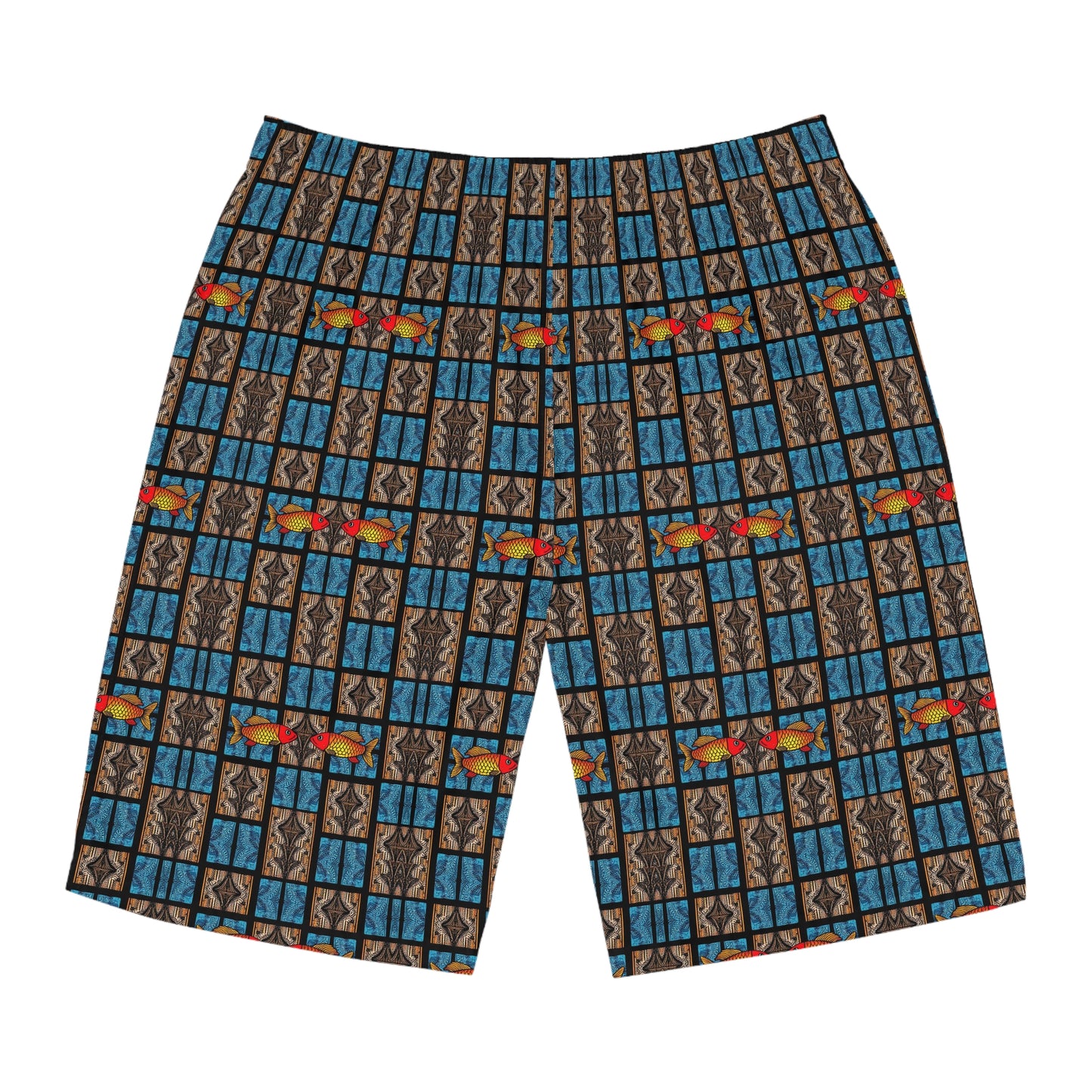 Men's Board Shorts, (AOP), Pisces, Zodiac v2, Shape Pattern