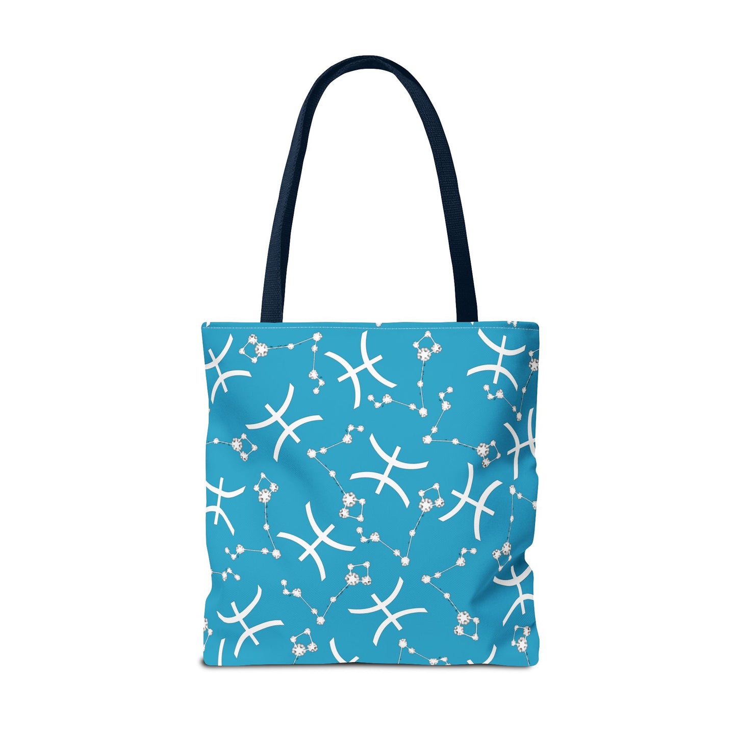 Tote Bag, Pisces Zodiac Sign, AOP, (Turquoise, White)