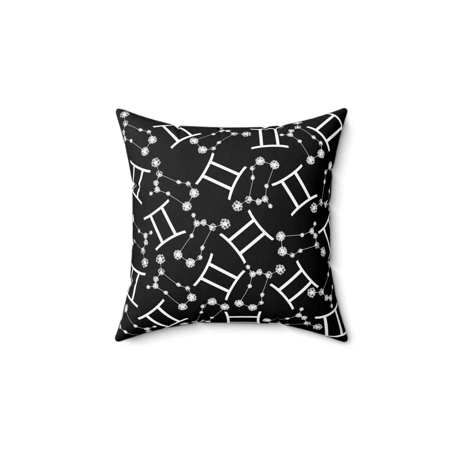 Zodiac Spun Polyester Square Pillow Gemini Zodiac Sign Black Pillow