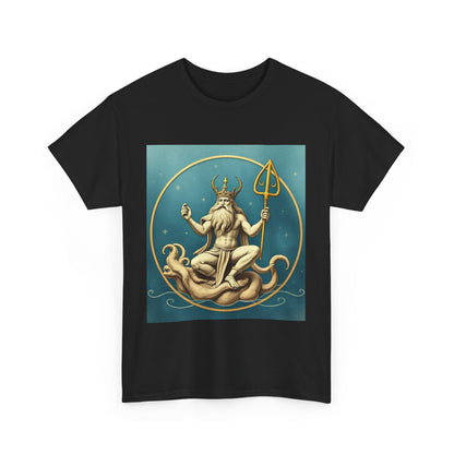 Unisex Heavy Cotton T-Shirt, Aquarius God 3v, Zodiac Design