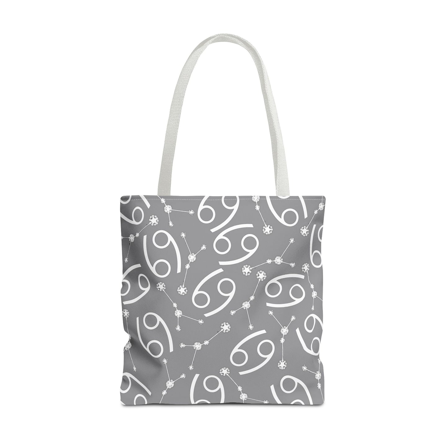 Tote Bag, Cancer Zodiac Sign, AOP, (Grey, White)