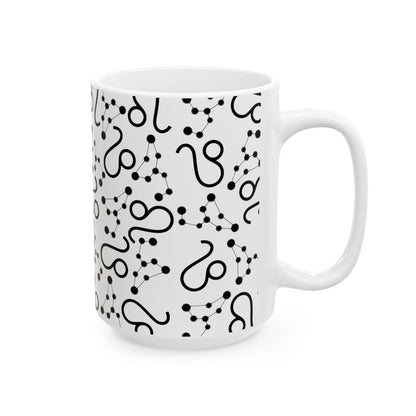 Ceramic Mug, (11oz, 15oz), Ceramic Coffee Mug, AOP, Leo Zodiac Design