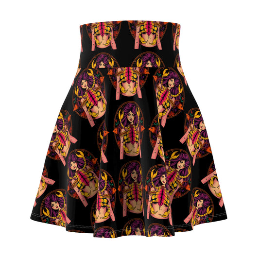 Women's Skater Skirt, (AOP), Scorpio, Zodiac v3, Sexy Pattern