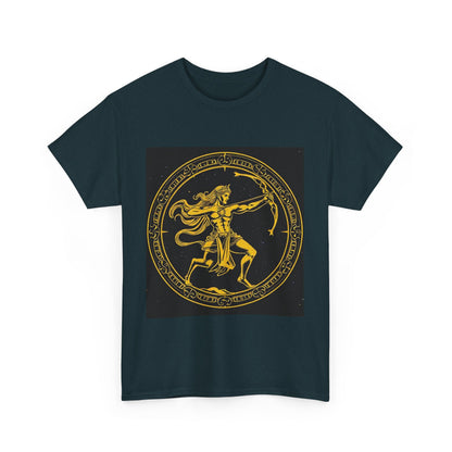 Unisex Heavy Cotton T-Shirt, Mythical Faun/Satyr, Sagittarius Zodiac Design