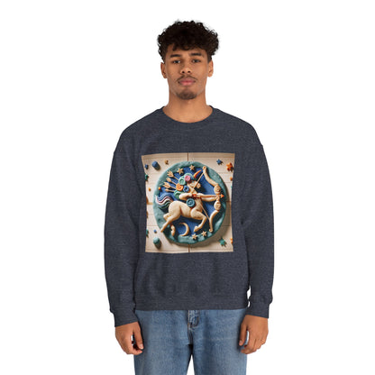 Unisex Heavy Blend™ Crewneck Sweatshirt, Colorful Horse, Sagittarius Zodiac Design