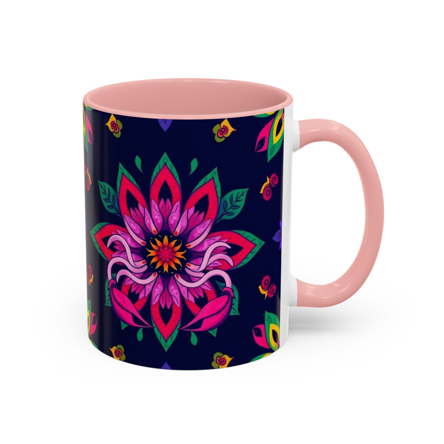 Accent Coffee Mug, Scorpio, Zodiac v4. Flower Pattern, (11, 15oz)