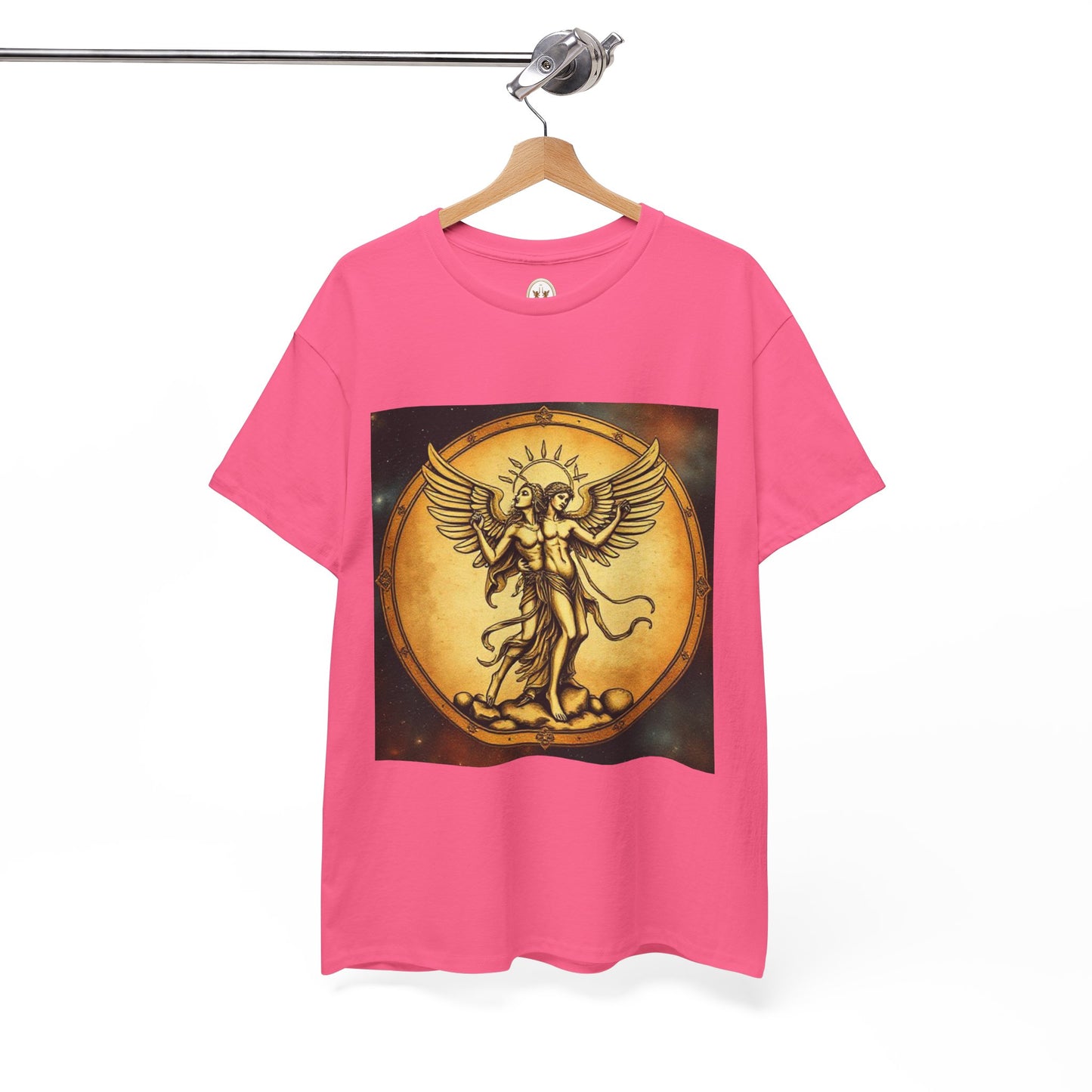 Unisex Heavy Cotton T-Shirt, Angel Twin, Gemini Zodiac Design