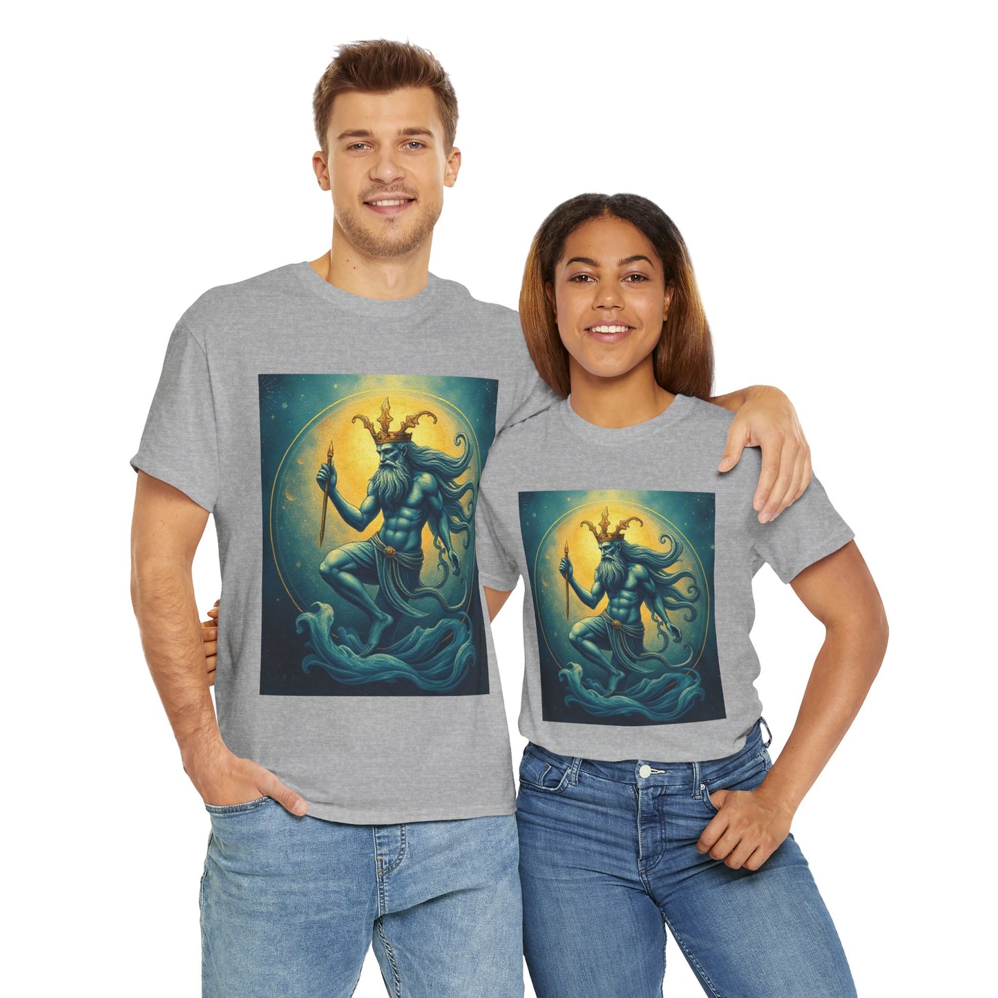 Unisex Heavy Cotton T-Shirt, Aquarius God 1, Zodiac Design