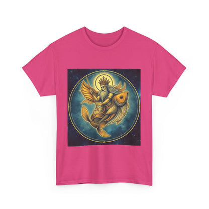 Unisex Heavy Cotton T-Shirt, Pisces King. Zodiac Design
