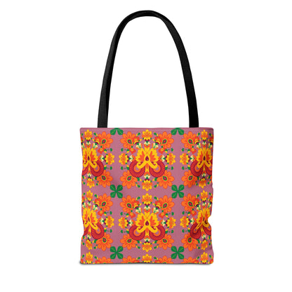 Tote Bag (AOP), Aries, Zodiac v1, Flower Pattern
