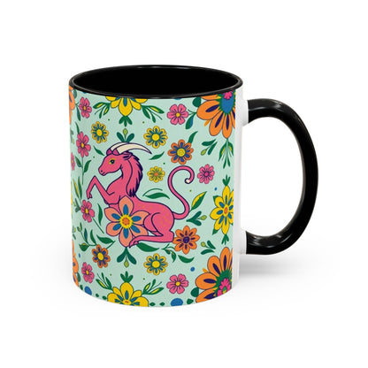 Accent Coffee Mug, Aquarius, Zodiac, Flower Pattern, (11, 15oz)