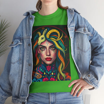 Unisex Heavy Cotton T-Shirt, Capricorn, Zodiac v2, Sexy Art