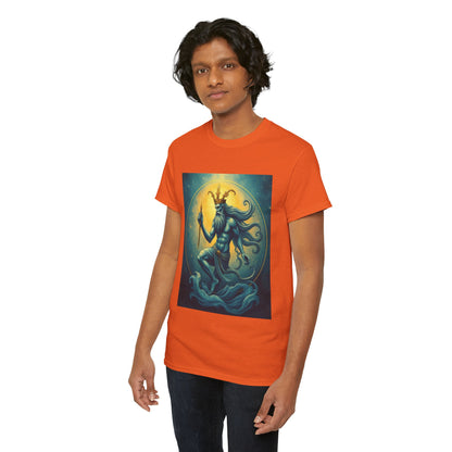 Unisex Heavy Cotton T-Shirt, Aquarius God, Zodiac Design