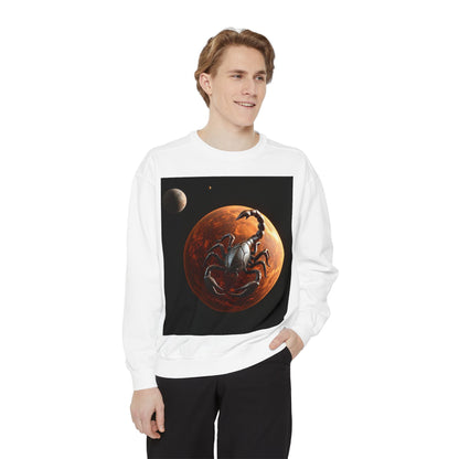Garment-Dyed Sweatshirt, Unisex, Space Animal Design, Scorpio