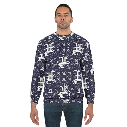 Unisex Sweatshirt, Zodiac Design, Pattern, Aquarius, AOP