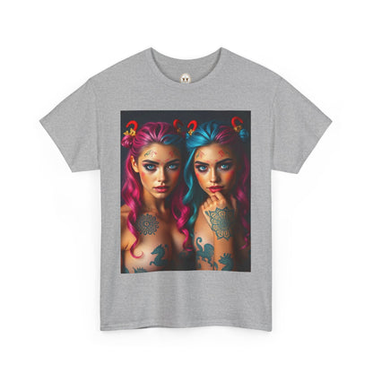 Unisex Heavy Cotton T-Shirt, Gemini, Zodiac v1, Sexy Art