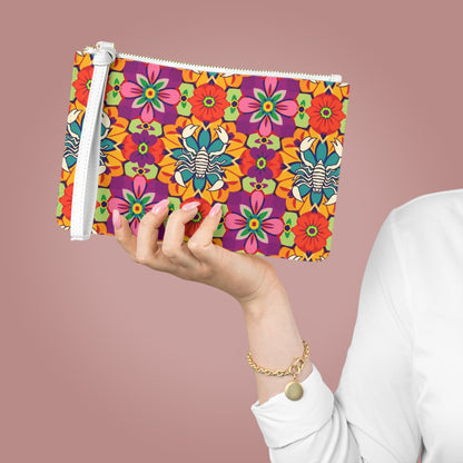 Clutch Bag, Scorpio, Zodiac v4, Flower Pattern
