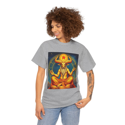 Unisex Heavy Cotton T-Shirt, Meditating Bull, Taurus Zodiac Design
