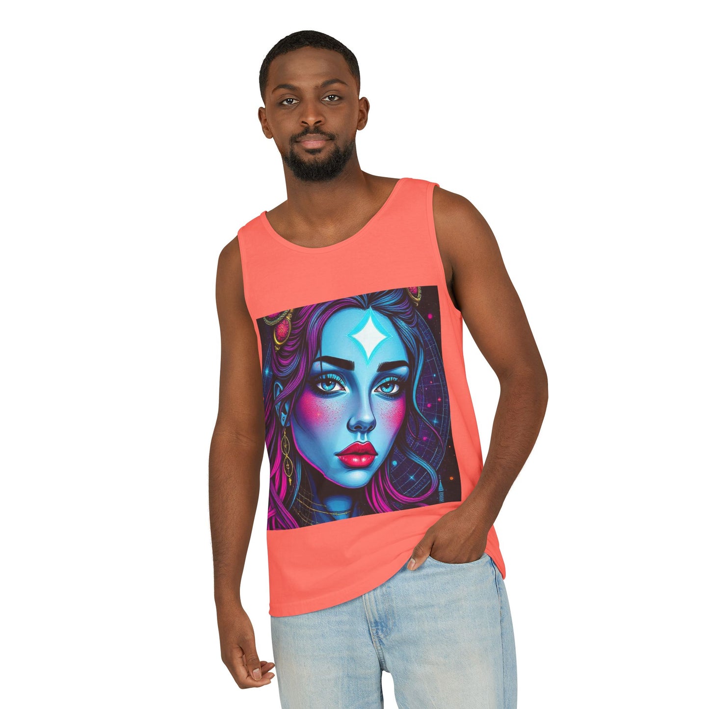 Unisex Garment-Dyed, Tank Top, Gemini, Pop Art, 100% US cotton