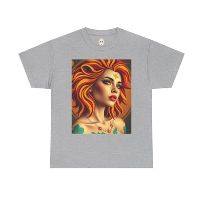 Unisex Heavy Cotton T-Shirt, Leo, Zodiac v3, Sexy Art
