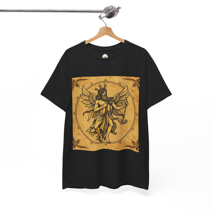 Unisex Heavy Cotton T-Shirt, Pencil Art v1, Gemini Zodiac Design