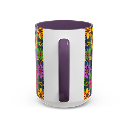 Accent Coffee Mug, Gemini, Zodiac v3, Flower Pattern, (11, 15oz)