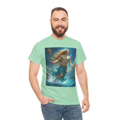 Unisex Heavy Cotton T-Shirt, Realistic, Aquarius Zodiac Design