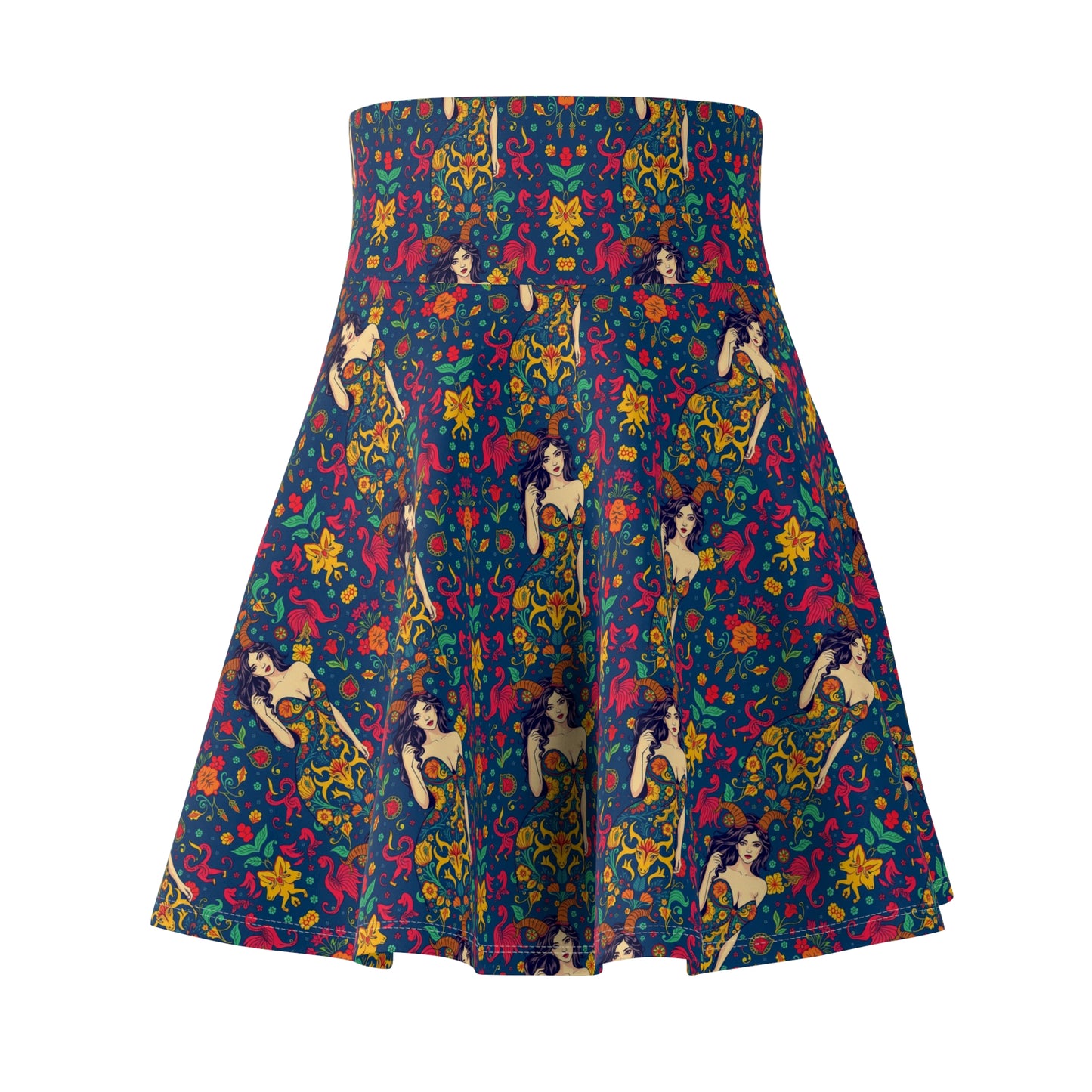 Women's Skater Skirt, (AOP), Capricorn, Zodiac v2, Sexy Pattern