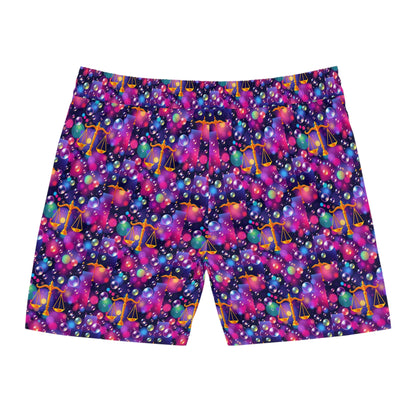 Men's Mid-Length Swim Shorts, (AOP), Libra, Zodiac, Bubble Pattern