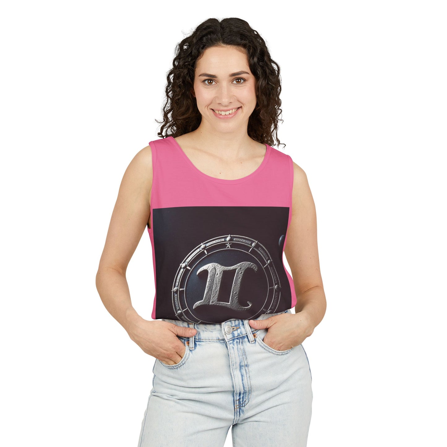 Unisex Garment-Dyed, Tank Top, Gemini Design, Space Symbol v1, 100% US cotton