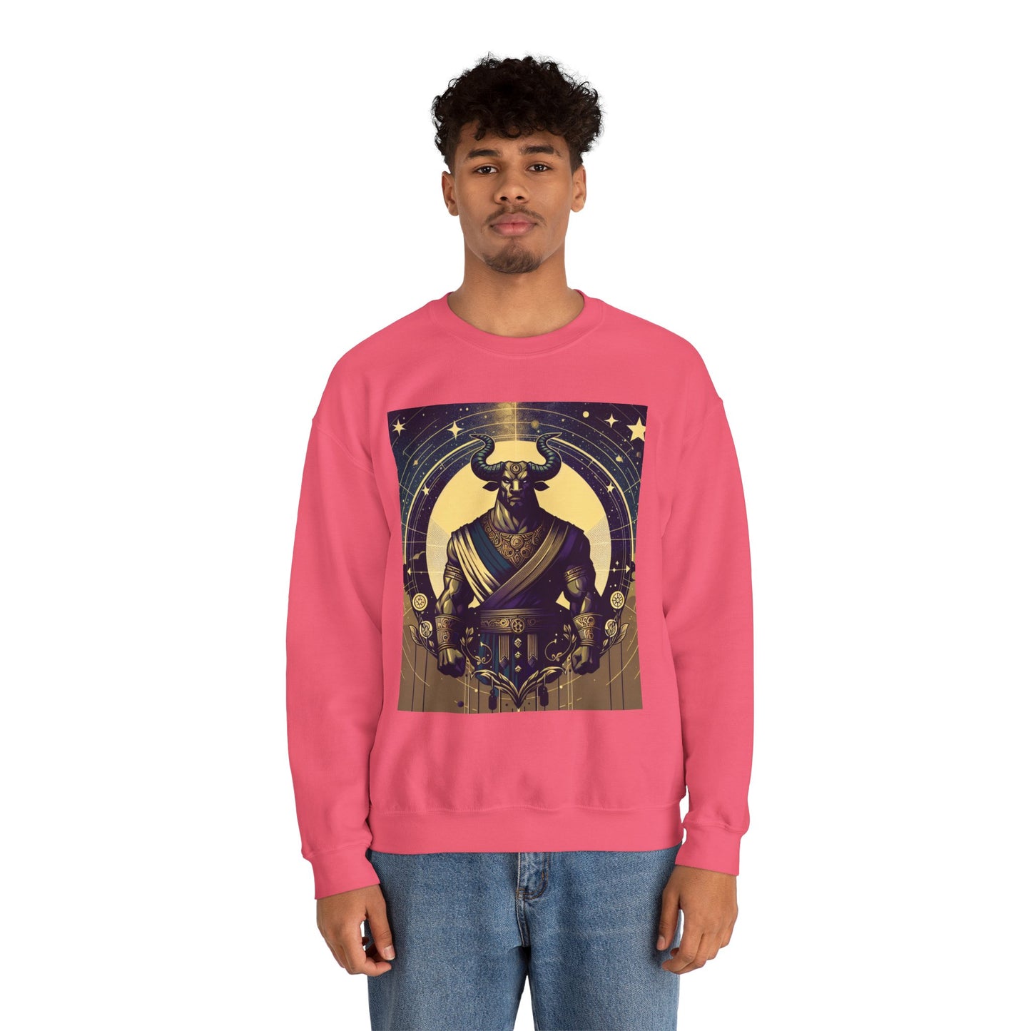 Unisex Heavy Blend™ Crewneck Sweatshirt, Minotaur, Taurus Zodiac Design