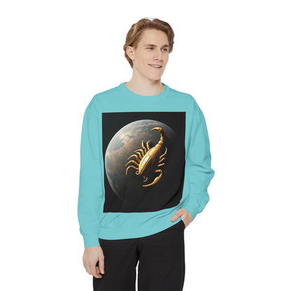 Garment-Dyed Sweatshirt, Unisex, Space Animal Design v1, Scorpio