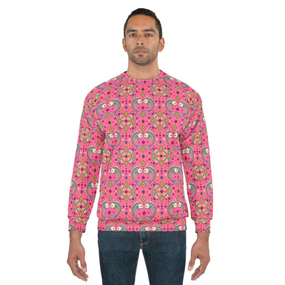 Unisex Sweatshirt (AOP), Pisces, Zodiac v1, Jewel Pattern