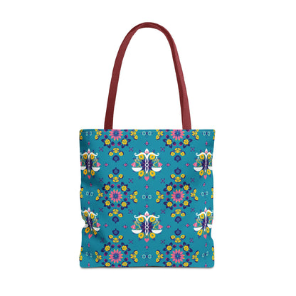 Tote Bag (AOP), Libra, Zodiac v1, Flower Pattern