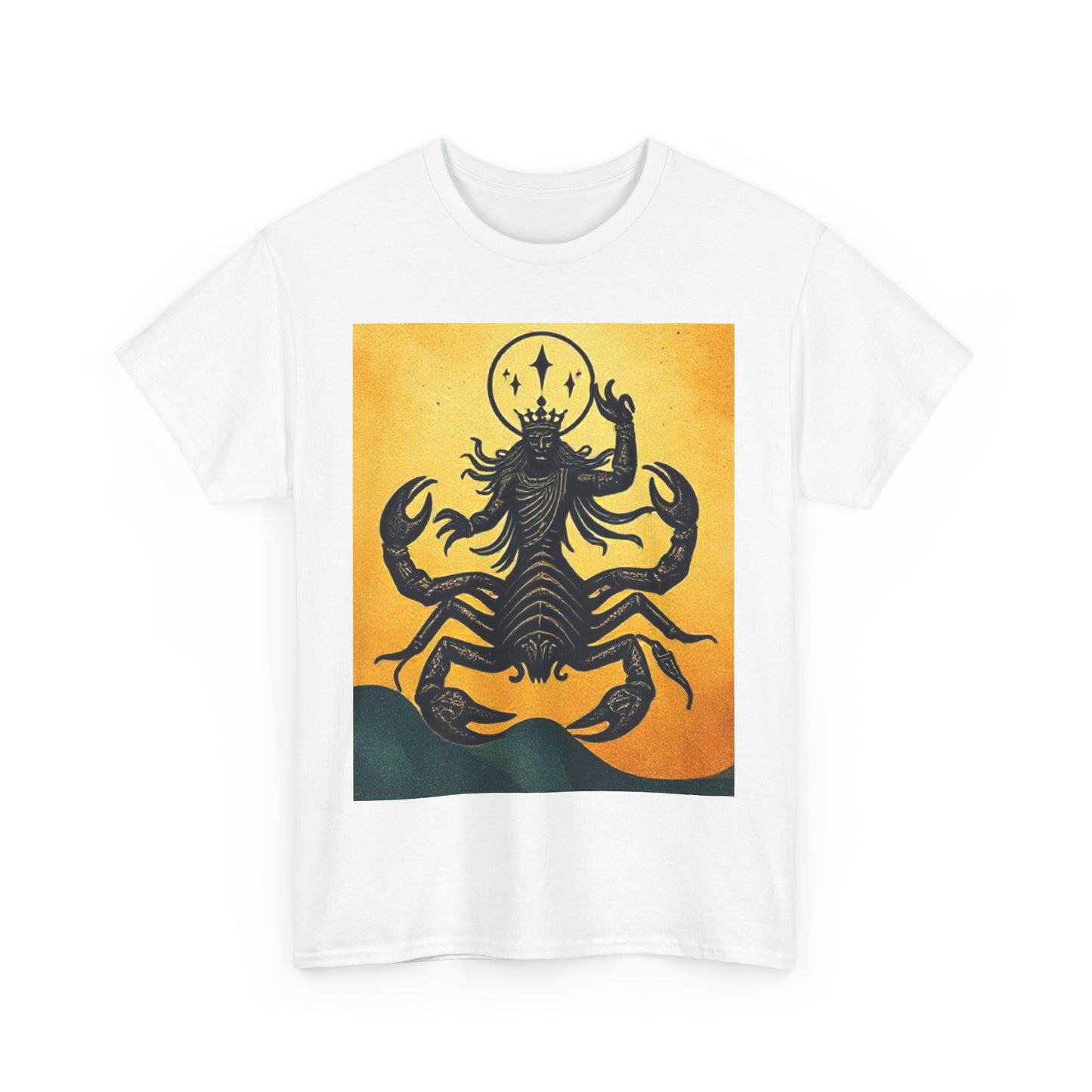 Unisex Heavy Cotton T-Shirt, Scorpion King, Print Art v1, Scorpio Zodiac Design