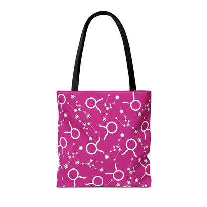 Tote Bag, Taurus Zodiac Sign, AOP, (Pink, White)