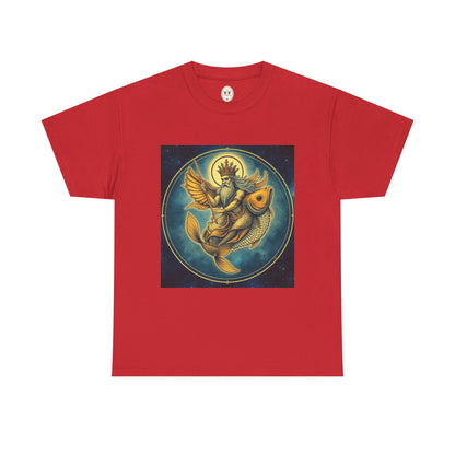 Unisex Heavy Cotton T-Shirt, Pisces King v1, Zodiac Design