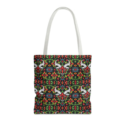 Tote Bag (AOP), Taurus, Zodiac v1, Flower Pattern