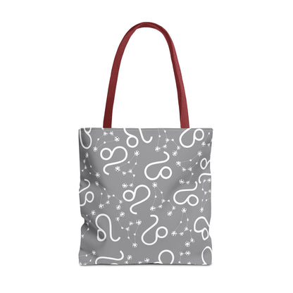 Tote Bag, Leo Zodiac Sign, AOP, (Grey, White)