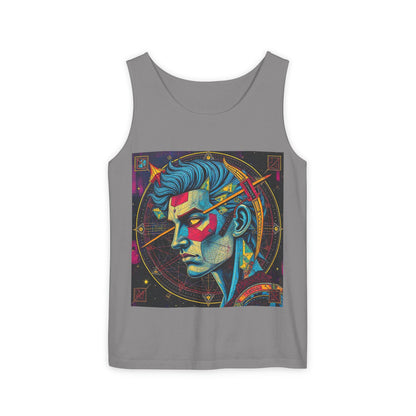 Unisex Garment-Dyed, Tank Top, Sagittarius Design, Pop Art v1, 100% US cotton