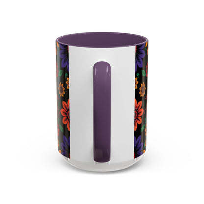 Accent Coffee Mug, Scorpio, Zodiac. Flower Pattern, (11, 15oz)