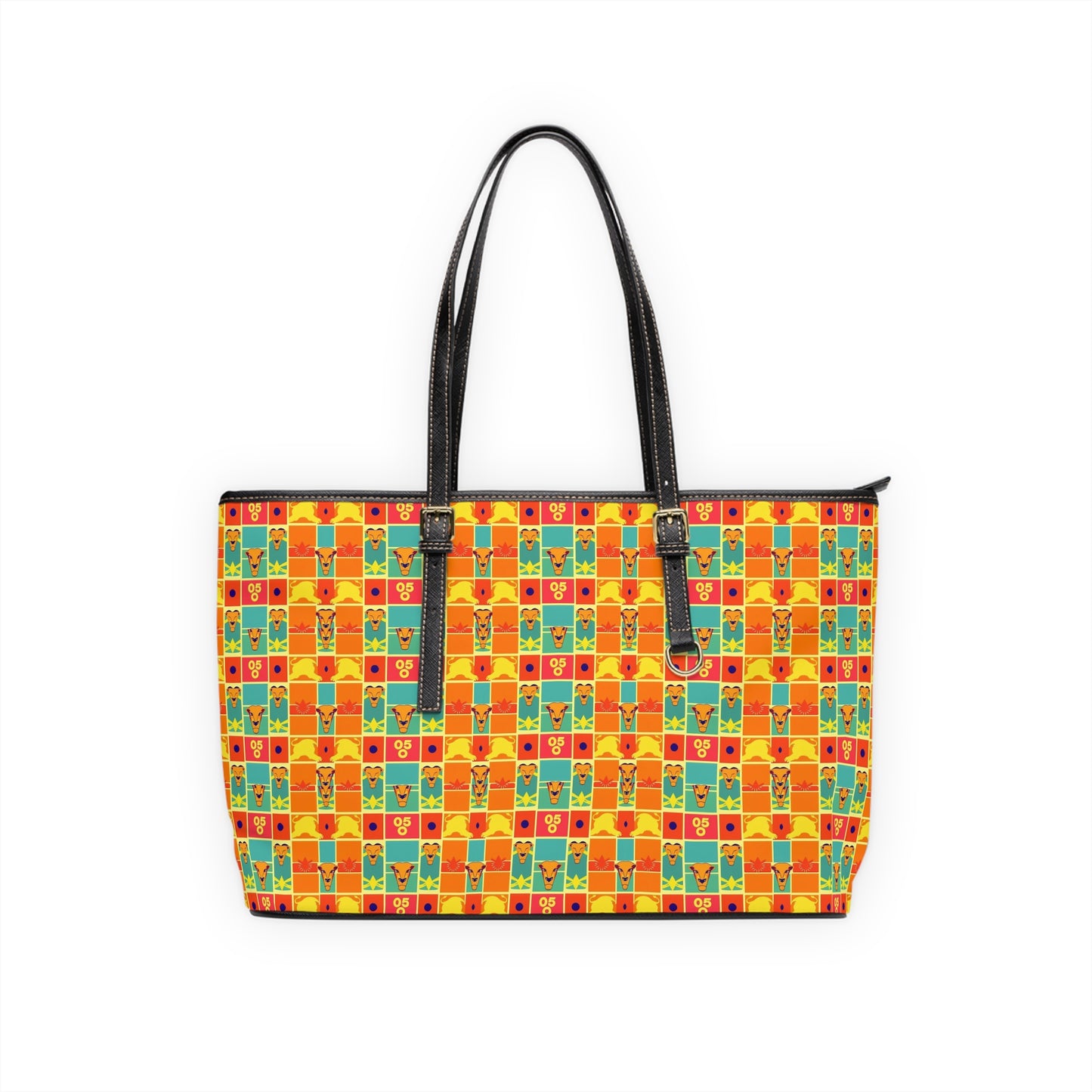 Leather Shoulder Bag, Leo, Zodiac v3, Shapes Pattern